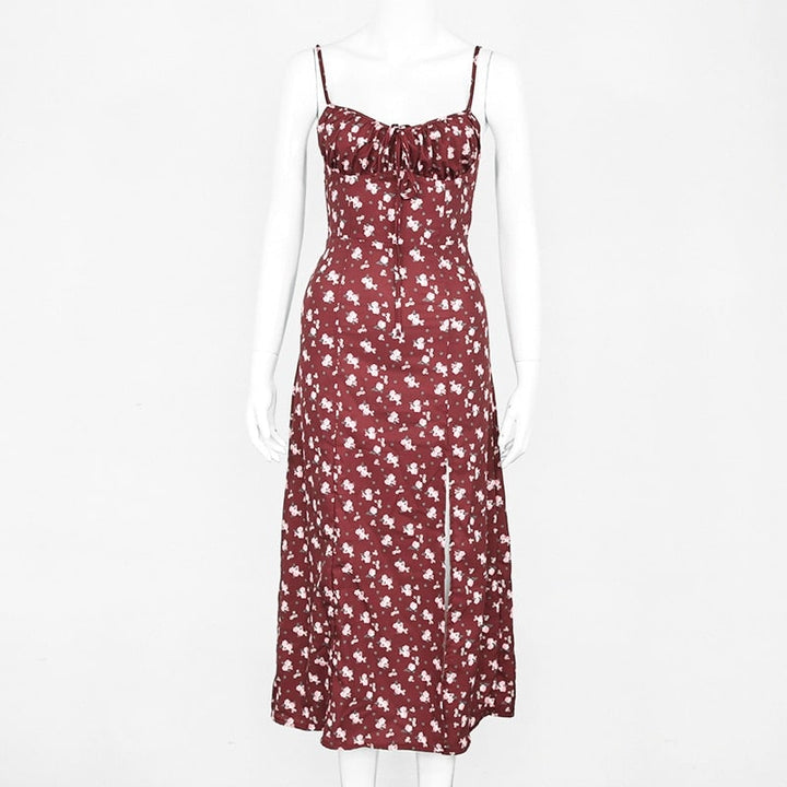 Women's Vintage Floral Printed Midi Dress