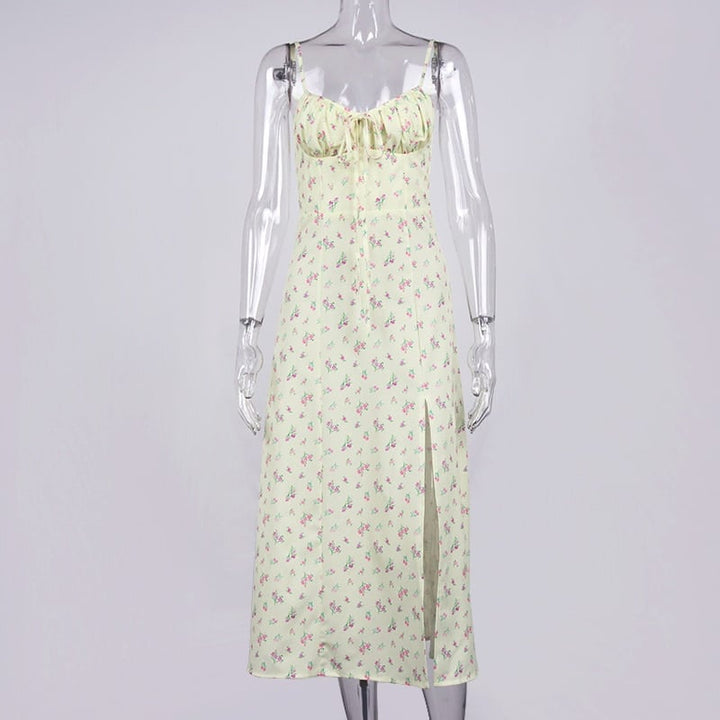 Women's Vintage Floral Printed Midi Dress