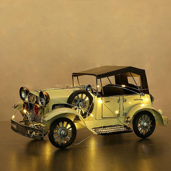 Retro Nostalgic Classic Car Model Toy Light Toys Vehicle Home Office Desk Decorations Christmas for Children Kids Gift - MRSLM