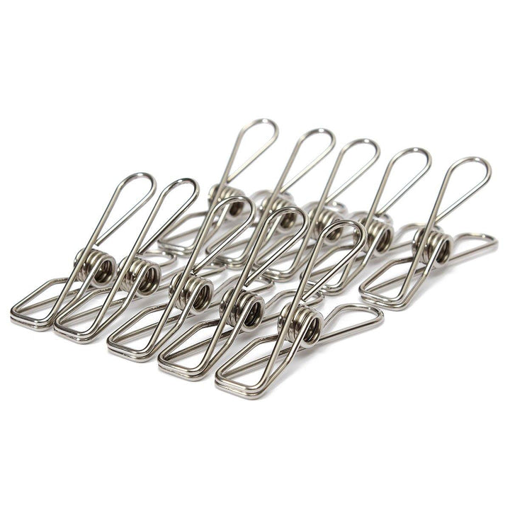 10Pcs Stainless Steel Clothes Pegs Hanging Pin Laundry Windproof Clips Home Clamps Clothespins - MRSLM