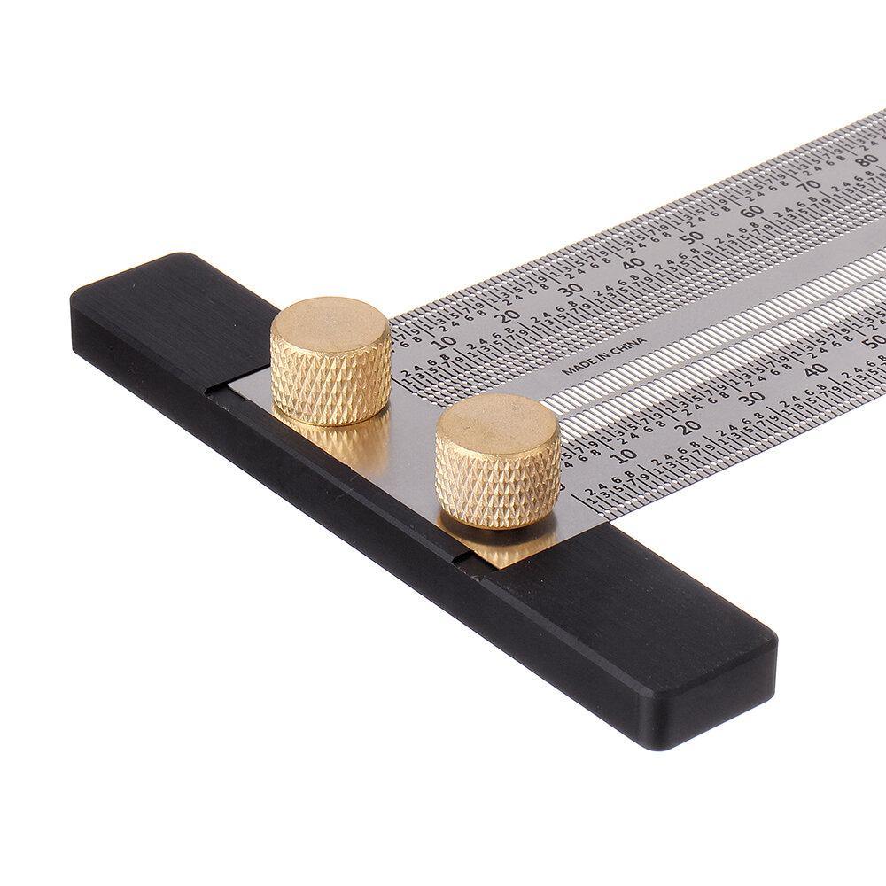 200mm+300mm+400mm Stainless Steel Precision Marking T Ruler Hole Positioning Measuring Ruler Woodworking Scriber Scribing Tool - MRSLM