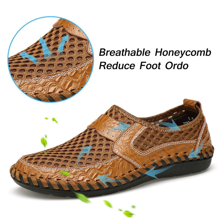Menico Big Size Men Hand Stitching Breathable Honeycomb Mesh Loafers Flats - MRSLM