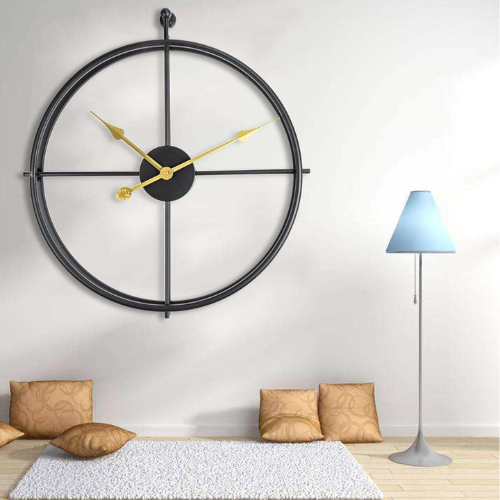 Modern 3D Wall clock Large Retro Black Iron Art Hollow Wall Clock Roman Numerals Home Office Decoration (60cm) - MRSLM