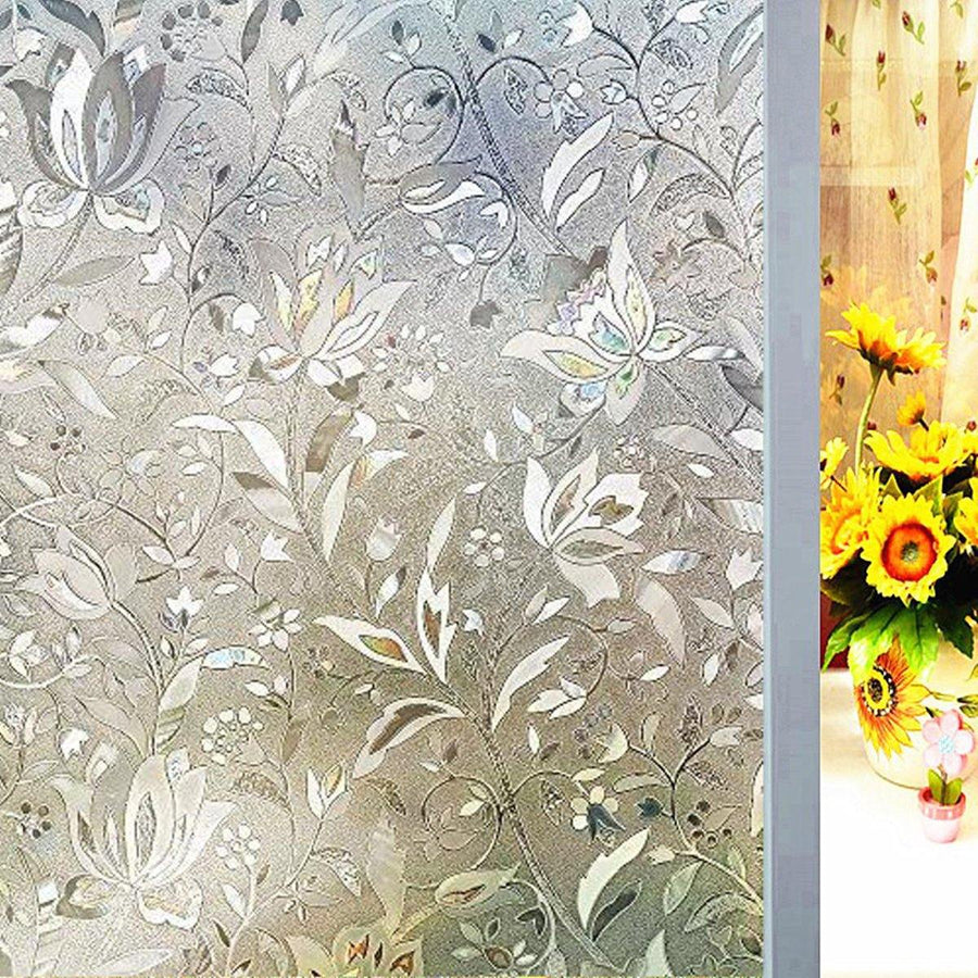 45cm*2m Static Glueless Reusable Removable Flower Window Glass Film Home Decoration - MRSLM