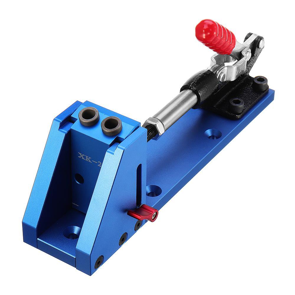 XK-2 Aluminum Alloy Pocket Hole Jig System Woodworking Drill Guide with Toggle Clamp 9.5mm Step Drill Bits - MRSLM