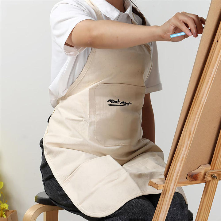 Cotton Linen Material Painting Apron Oil Painting Apron Adult Painting Waterproof and Antifouling Overalls Drawing Supplies - MRSLM