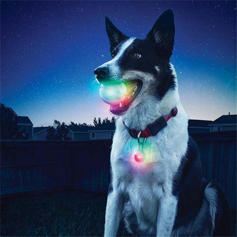 Yani Pet Dog Training Electronic LED 7 Color Flashing Luminous Dog Teeth Grinding Ball Glitter Interactive Toy - MRSLM