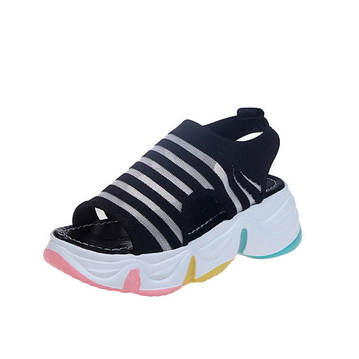 Rainbow Sole Mid-Heel Slip-On Sports Sandals Flyknit - MRSLM