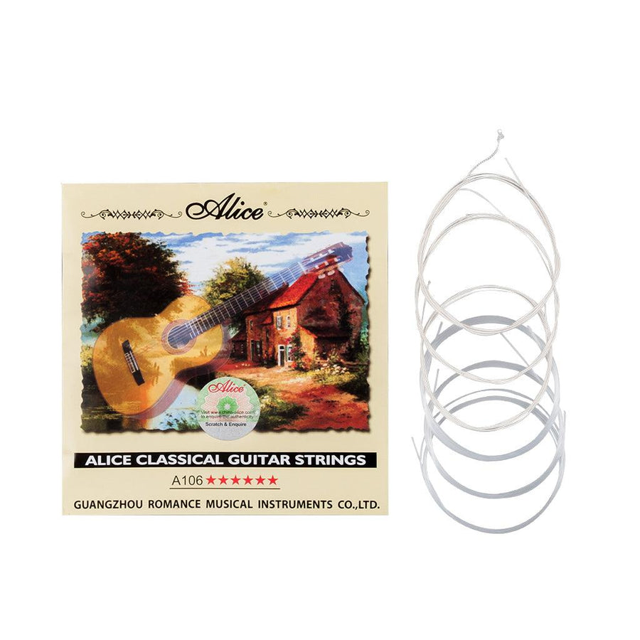 Alices A106-H Clear Nylon Classical Guitar Strings Silver-Plated Copper Alloy Wound Strings 1st-6th Strings - MRSLM