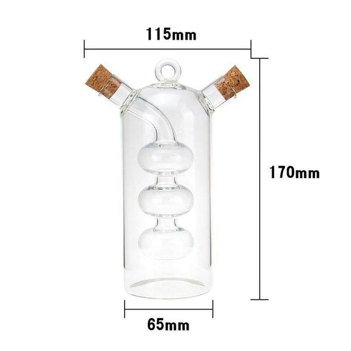 Double Layer Sauce Oil Bottle 2 In 1 Vinegar Glass Bottle Condiment Sealed Jars Kitchen Storage Bottles Transparent Jar - MRSLM