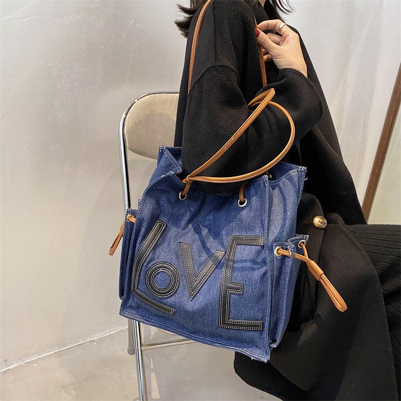Handbag Simple Letters One-shoulder Bucket Bag - MRSLM