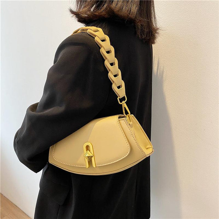 Spring New Style Woven One-shoulder Handbag Simple Cross-body Saddle Bag - MRSLM