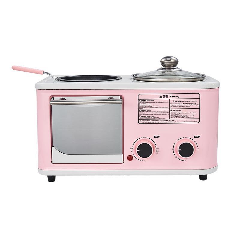 3 in 1 Electric Household Breakfast Machine Mini Bread Toaster Baking Oven Omelette Frying Pan Food Steamer - MRSLM