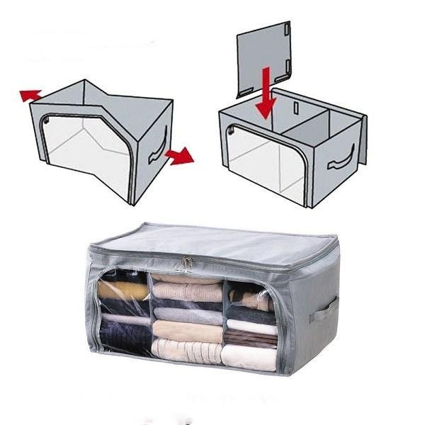 Transparent Quilts And Clothes Storage Bag Folding Organizer Bags Bamboo Container - MRSLM