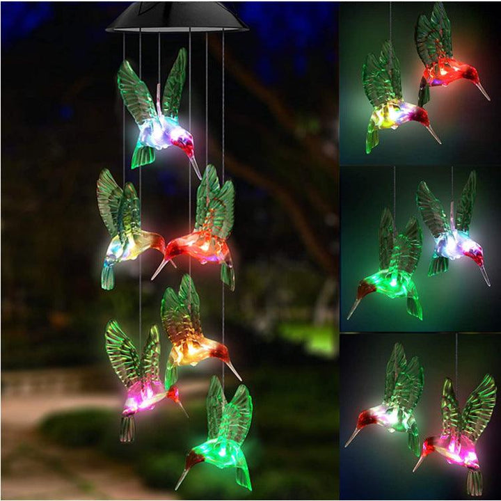 Outdoor Solar Wind Chime Lamp Hummingbird Butterfly Ball Wind Chime Garden Decoration - MRSLM