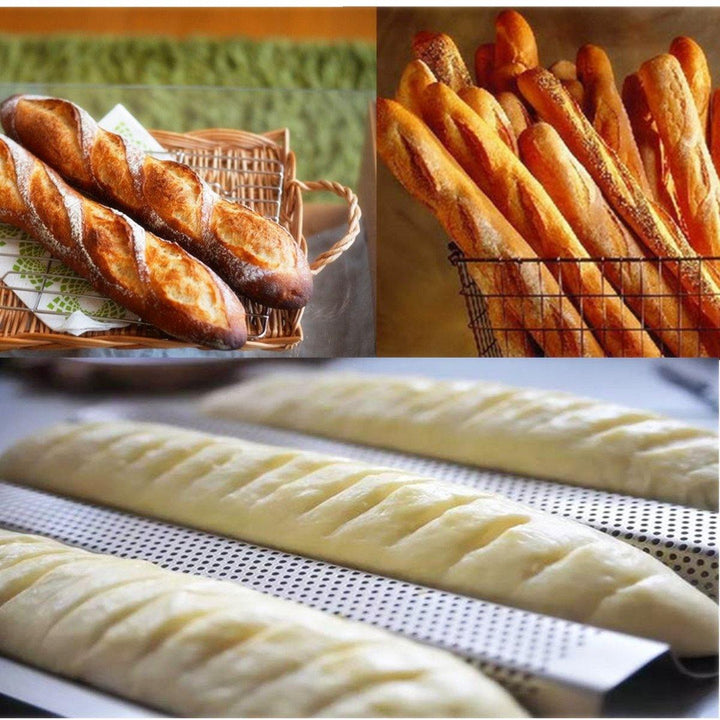 Non-stick Perforated Bread Pan French Crusty Bread Pan Wave Loaf Bake Mold - MRSLM