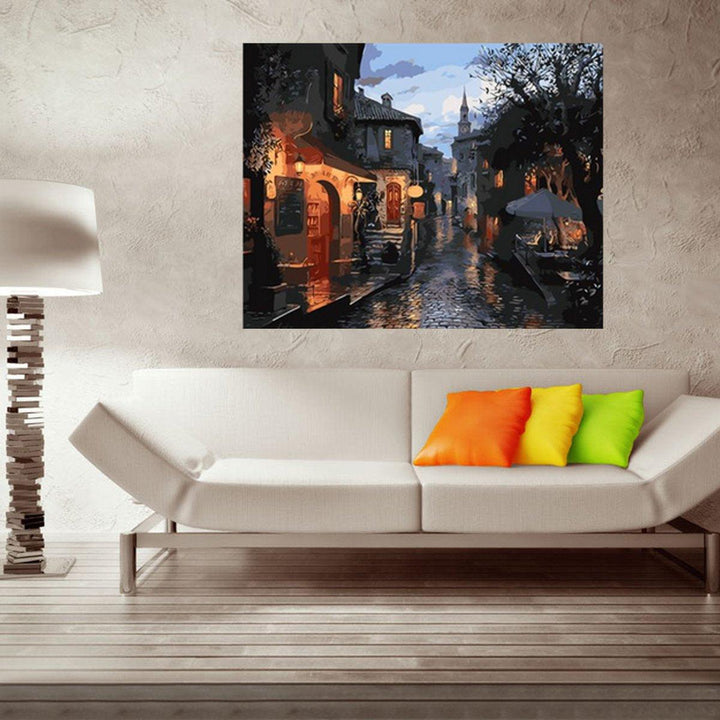Oil Painting By Number Kit Old Town Scenery Painting DIY Acrylic Pigment Painting By Numbers Set Hand Craft Art Supplies Home Office Decor - MRSLM
