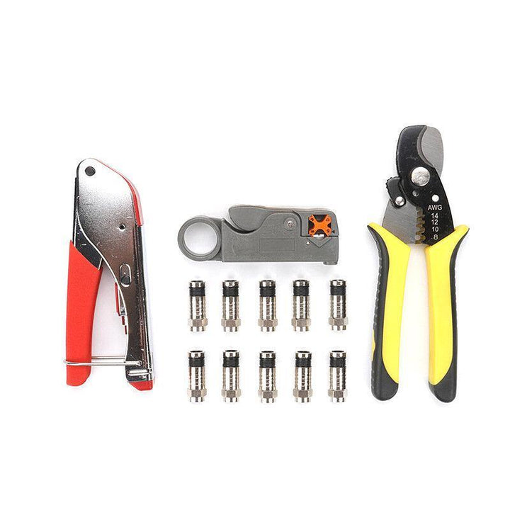 KT-54H10 Multi-Function Network Crimping Clamp Breaking and Cutting Rotary Coaxial Cable Stripping Pliers Combination Set - MRSLM