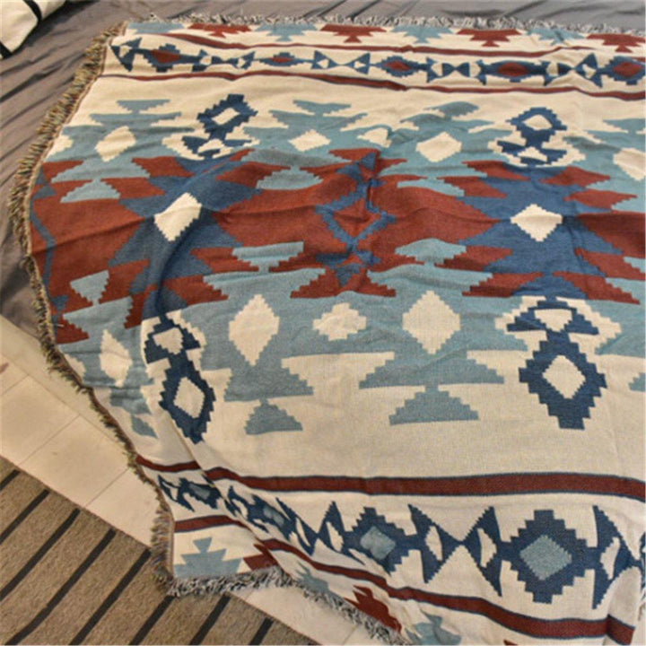 Retro Navajo American-Style Geometric Popcap Upholstery Leisure Carpet Air Conditioning Sofa Blankets (1) - MRSLM