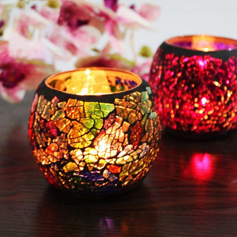 Mosaic Candle Holder Romantic Candlelight Dinner Wedding Party Candle Lamp Home Decoration - MRSLM