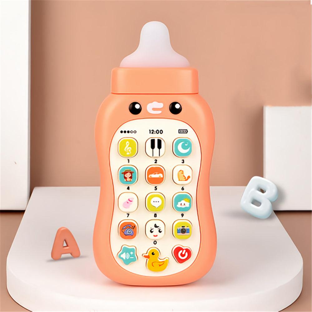 Baby Pacifier Simulation Mobile Phone Music Baby Bottle Soft Glue Can Bite Baby 0-1 year Old Early Education Boy Girl Toy - MRSLM
