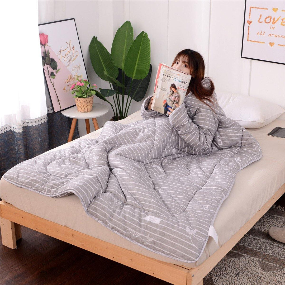 Winter Lazy Quilt With Sleeves Warm Thickened Blankets Washed Quilt 120cm x160cm - MRSLM