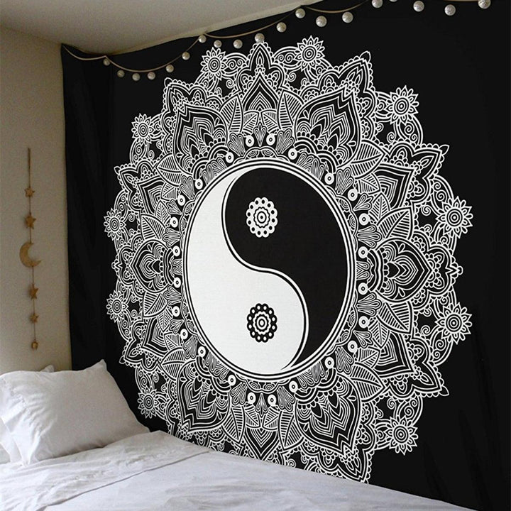 YingYang Mandala Tapestry Wall Hanging Indian Hippie Tapestry Mulit-functional Picnic Mat Bath Cloth For Indoor Home Decor - MRSLM