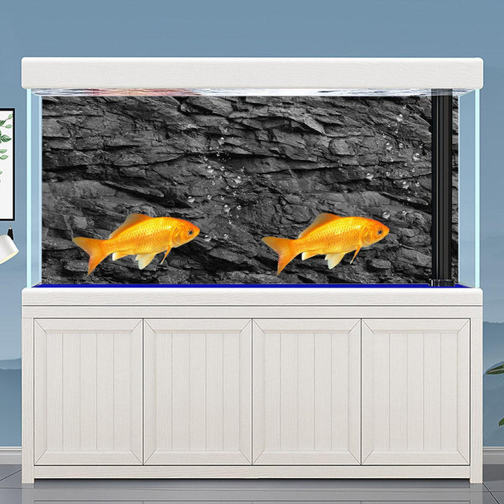 Dark Gray Rock Stone Aquarium Background Fish Tank Decorations Picture Adhesive Poster Home Office Decor - MRSLM