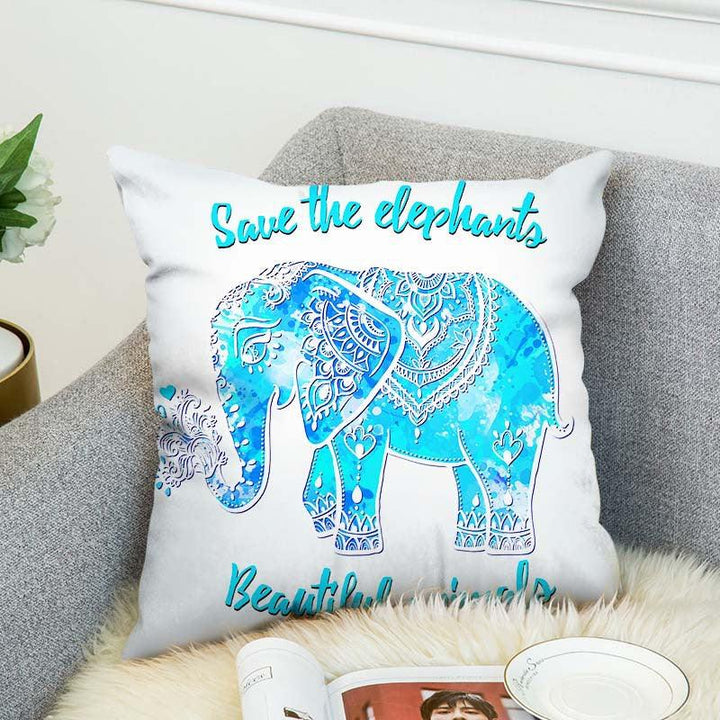 3D Bohemian Style Elephant Double-sided Printing Cushion Cover Linen Cotton Throw Pillow Case Home Office Sofa - MRSLM
