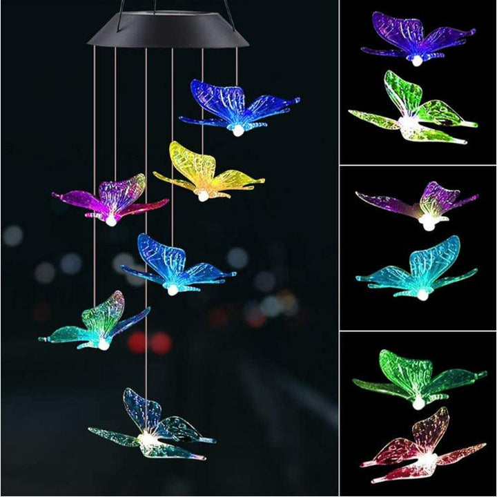 Outdoor Solar Wind Chime Lamp Hummingbird Butterfly Ball Wind Chime Garden Decoration - MRSLM
