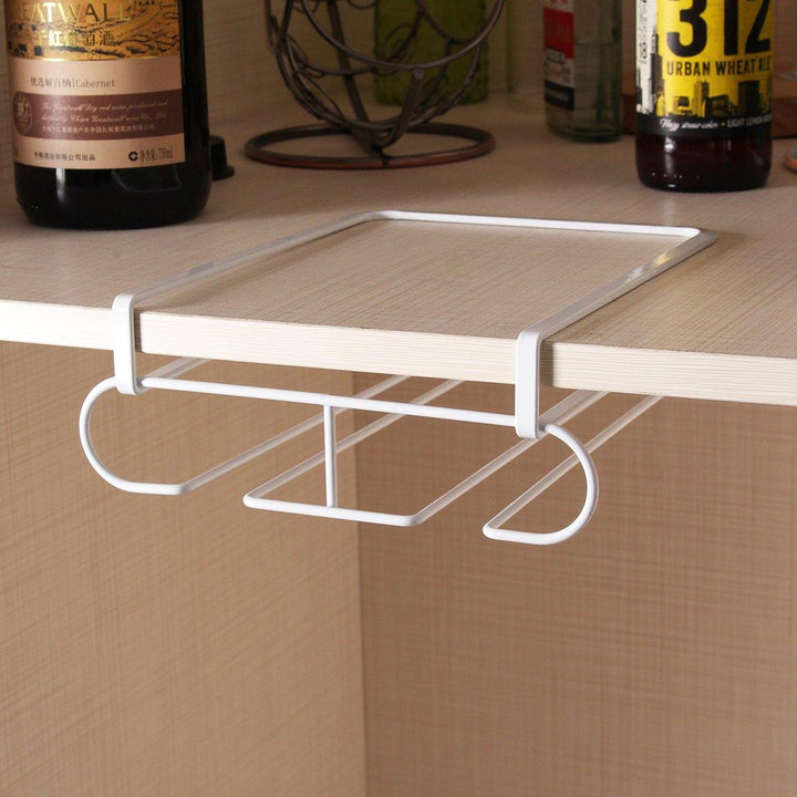 White Metal Fresh Bar Champagne Wine Glass Holder Rack Storage Cabinet Hanging - MRSLM