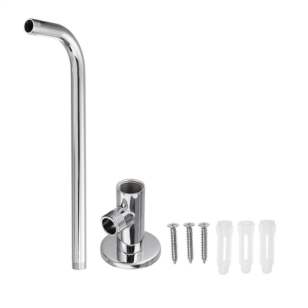 37cm/48cm Rain Shower Head Wall Arm Stainless Steel Extension Water Pipe with Base Mount - MRSLM