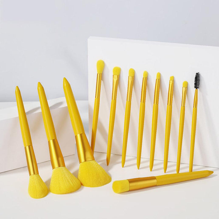 Yellow Makeup Brush Set 12pcs - MRSLM