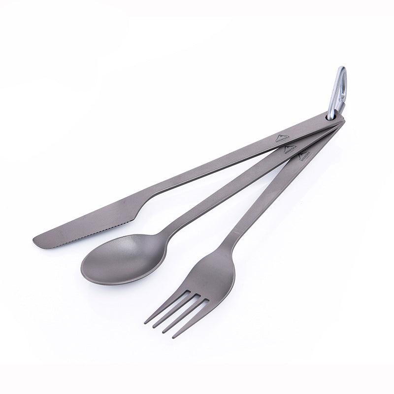 Pure Titanium Knife, Fork And Spoon Combination Light And Easy To Carry Outdoor Camping Tableware - MRSLM