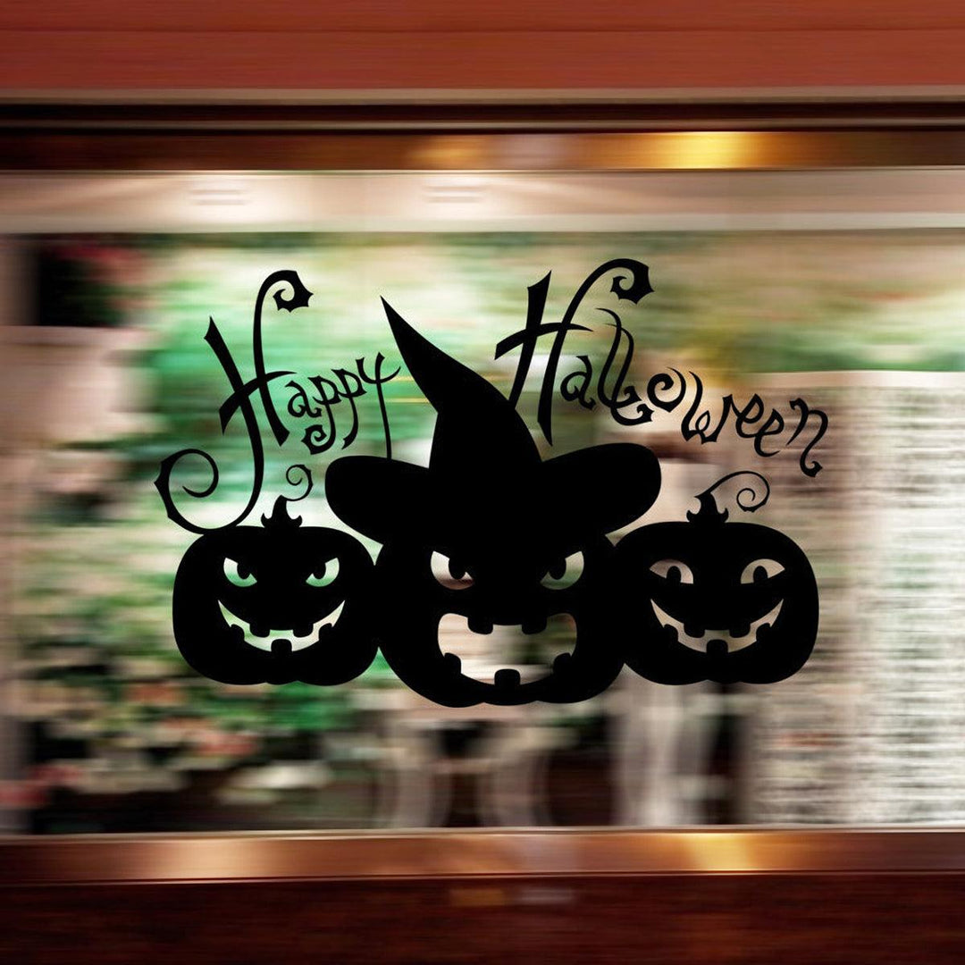 Halloween Pumpkin Stickers Shopwindow Glass Decal Wall Stickers Wall Decorative Art Home Office Decor - MRSLM