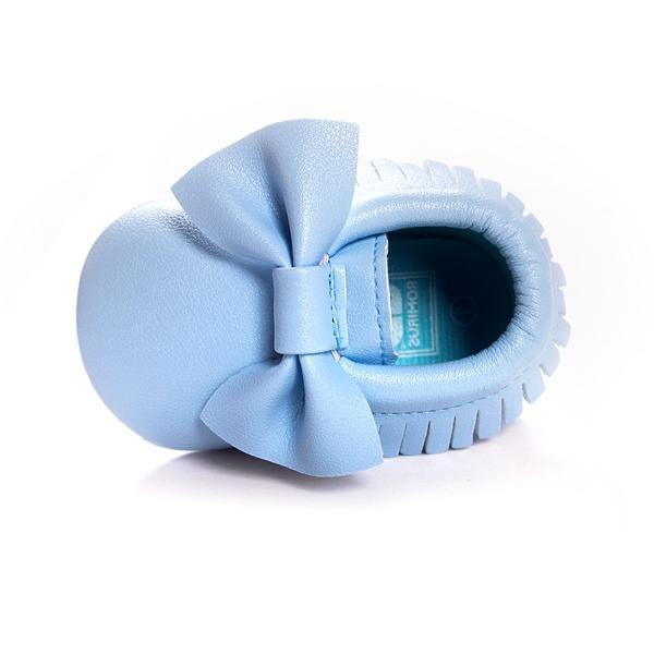 Baby Bowknot Tassel Pure Color Breathable Soft Sole First Walking Shoes - MRSLM
