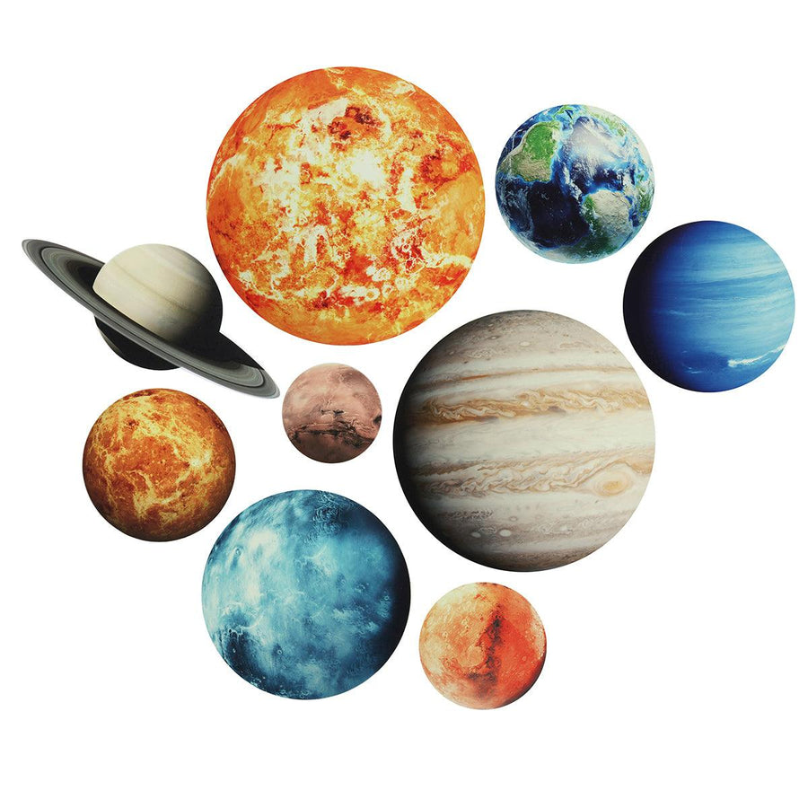 9Pcs/set Planet Stickers Solar System Planets Wall Stickers Wall Decal Home Living Room Kids Room Baby Nursery Decorations - MRSLM